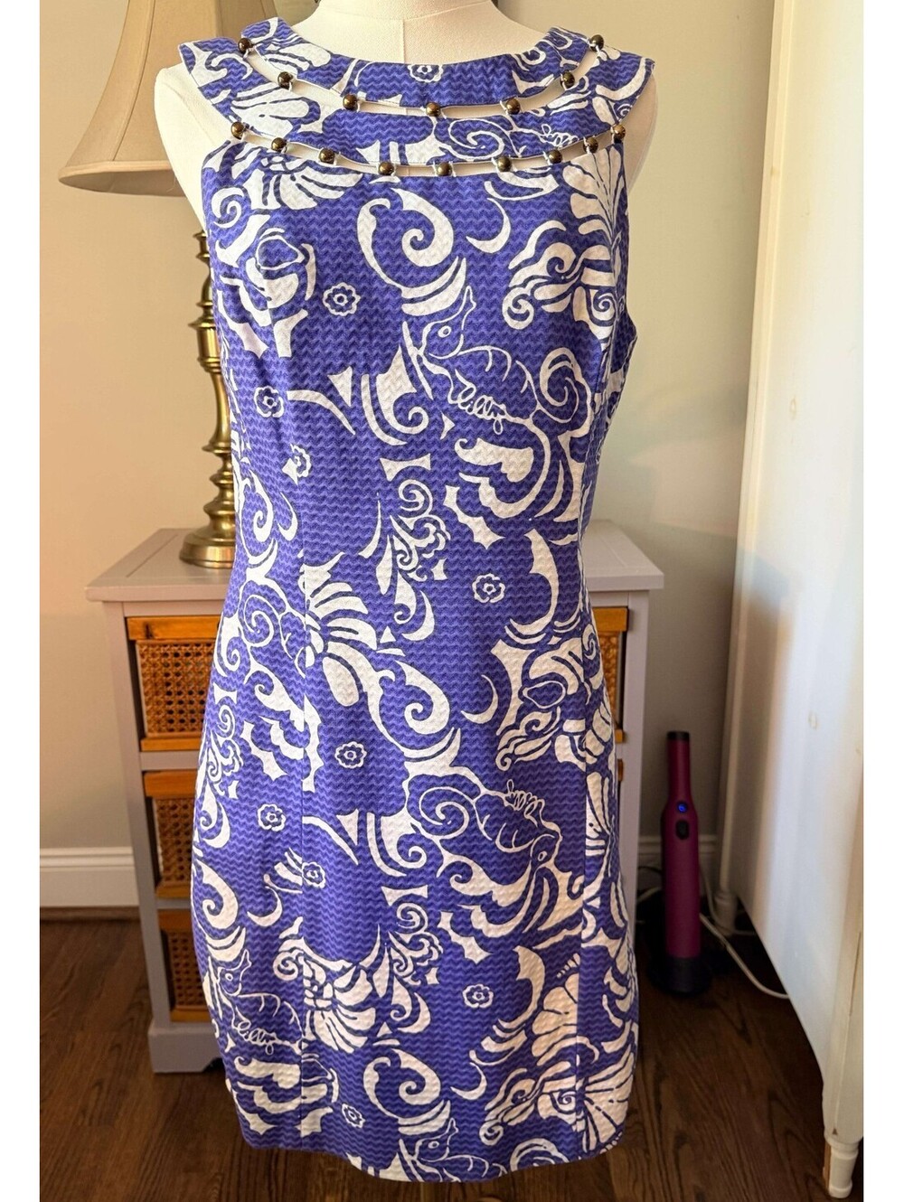 Lilly Pulitzer VEUC Women's Lindy Shift Dress "Spectrum Blue Tide Pools" Size 8